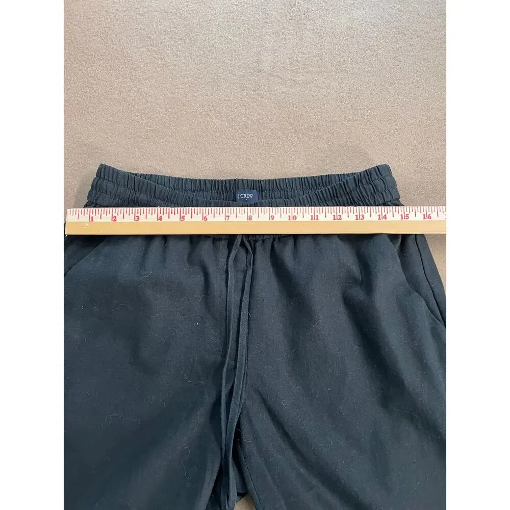 J.Crew Black  Linen & Cotton Pull-On Drawstring Cuffed Pants Women's Size 6